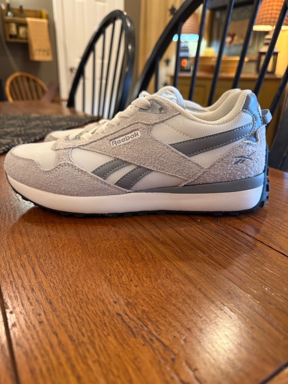 Reebok Women's Gray and White Classic Sneakers